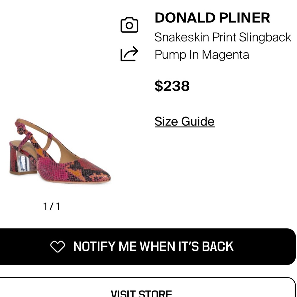 Donald J. Pliner Song Leather Slingback Pumps, Magenta Snakeskin, EUC - Picture 15 of 15